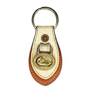 Vintage Dooney & Bourke Bone and British Tan AWL Leather Key Fob